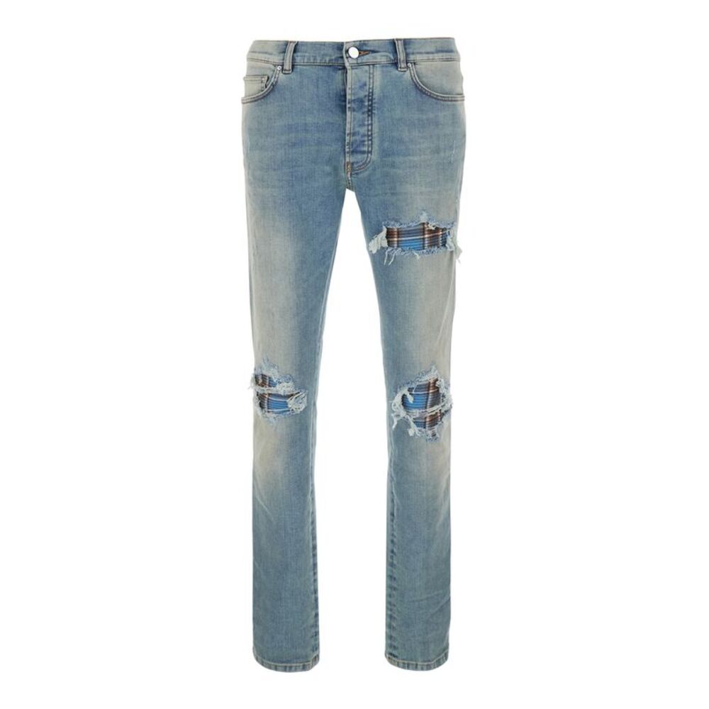Amiri Men Light Blue Jeans With Ripped Details And Faded Design In Denim For Men